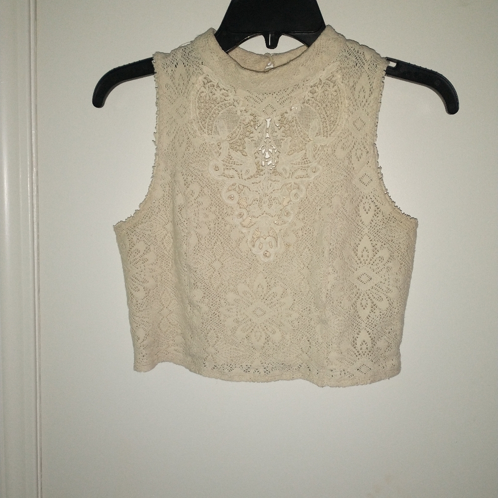 Women's Free people cream lace crop top - Picture 6 of 9